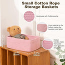 3 Pack Small Storage Baskets for Organizing, Cute Woven Decorative Gift Baskets for Shelves, Mini Closet Organizer Bins with Handles, 11.81''Lx7.87''Wx4.72''H-Pink by CozyNest Decor