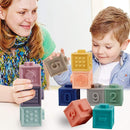 Mini Tudou Baby Blocks Soft Building Blocks Baby Toys Teethers Toy Educational Squeeze Play with Numbers Animals Shapes Textures 6 Months and Up 12PCS by TinyTreasures Baby Boutique