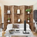 Room Divider with Shelves, Privacy Screen, Room Dividers and Folding Privacy Screens, 6 Panel Wood Temporary Wall Partition Separation Separator, Brown by CozyNest Decor