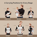 Baby Carrier with Hip Seat, BeBeBus 2-in-1 Ergonomic Newborn to Toddler Carrier up to 44 lbs, Detachable Hands-Free for Infant, All Season Forward-Facing Carry, Fits Waist Sizes up to 38 inch (White) by TinyTreasures Baby Boutique