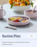 Lalo Suction Plates - 2 Pack, 100% Silicone Non-Toxic BPA-Free Baby Plates with Suction Base To Prevent Accidental Tip-Overs - Suction Plates for Toddlers With Three Divided Sections - Lavender by TinyTreasures Baby Boutique