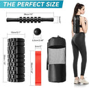 5 in1 Foam Roller Set for Deep Tissue Muscle Massage, High Density Fitness Exercise Foam Roller, Massage Roller, Massage Ball, Resistance Band, for Whole Body (Black) by CozyNest Decor