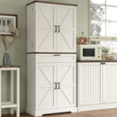 72'' Kitchen Storage Pantry Cabinet, Tall Storage Cabinet with 8 Door Shelves, 2 Cabinets and 1 Drawer, Freestanding Cupboard for Kitchen, Dining Room, Bathroom, Laundry, Off White by CozyNest Decor