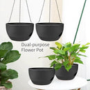 2 Pack Hanging Planters for Indoor Outdoor Plants, 12 Inch Self Watering Hanging Pot with Drainage Holes and Saucer, Plastic Plant Pots, Black Flower Pots for Kitchen, Balcony, Garden by CozyNest Decor