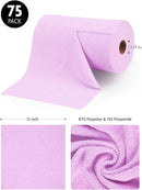 Fantasticlean Microfiber Cleaning Cloth Roll -75 Pack, Tear Away Microfiber Towels, 12" x 12", Reusable, Washable, Scratch Free, Ultra Absorbent Dish Rags for Car, Home, Garage or Shop (Purple) by CozyNest Decor