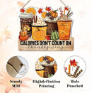 Thanksgiving Door Sign Decor, Calories don't Count on Thanksgiving, Fall Autumn Seasonal Wall Art Hanging Wooden Sign Halloween Decorations for Home Party Outside Indoor, Housewarming Gift by CozyNest Decor
