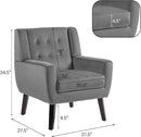 UIXE Accent Chair, Velvet Upholstered Armchair for Living Room, Modern Club Arm Chairs Comfy Single Sofa Button Tufted Bedroom Reading Seat - Gray, Set of 1 by CozyNest Decor