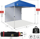 CROWN SHADES 8x8 Pop Up Canopy with 1 Side Wall - Beach Tent with One Push Setup - Outdoor Sun Shade for Events, Parties, Camping - Gazebo with STO-N-Go Cover Bag (Blue) by GreenHaven Gardens