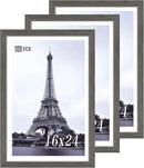 VCK 16x24 Frame Set of 3, Gray Solid Wood Poster Picture Frame, Exclusive Wood Grain, Wall Gallery Frame by CozyNest Decor