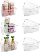 Oubonun Lazy Susan Organizers Set of 6, 12.8’’ x 11.7’’ x 4’’ Plastic Transparent Kitchen Cabinet Storage Bins with Handle, 4" Deep Container, 1/8 Wedge - Food Safe, without BPA by CozyNest Decor