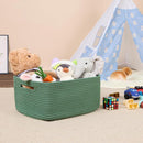 Large Storage Baskets for Shelves, Closet Organizers Bins for Clothes Blanket Towels, Baby Nursery, Toy Baskets Box, Woven Rope Baskets, 17 x 13 x 7.5”, 2 Packs Green by TinyTreasures Baby Boutique