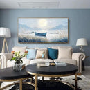amatop Oversized Framed Coastal Wall Art for Living Room Blue Boat Moon Sea Picture Landscape Canvas Print Calming Night Ocean Lake Scene Large Artwork Nautical Bedroom Office Wall Decor 58x29 In by CozyNest Decor