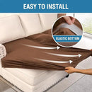 H.VERSAILTEX Velvet Stretch Sectional Couch Covers 3 Pieces Sofa Seat Cushion Covers L Shape Separate Cushion Couch Chaise Cover for Both Left/Right Couch (Large Sofa 2 Seater + 1 Chaise, Caramel) by CozyNest Decor