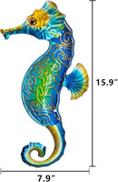 John's Studio Seahorse Sea Wall Decor Outdoor Metal Garden Hanging Art Glass Sculptures Home Ocean Theme Decorations for Kitchen Bathroom and Pool by GreenHaven Gardens