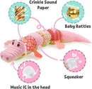 LIGHTDESIRE Baby Toys Musical Crocodile,Infant Toys Stuffed Animals Toy with Ruler Design and Ring Bell,Baby Teething Toy for Tummy Time Newborn Boys Girls 0 3 6 12 Months(Pink) by TinyTreasures Baby Boutique