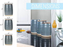 Nat & Jules Lidded Grey 6 inch Ceramic and Wood Kitchen Canisters Set of 3 by CozyNest Decor