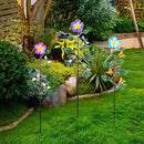 Set of 3 Solar Garden Lights,23'' H Flowers＆Insect Decorative Garden Stakes,Waterproof Metal Spring Yard Art Decor,Solar Stake Lights for Outside,Lawn,Yard,Patio by GreenHaven Gardens