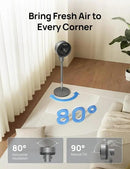 Dreo Fan for Bedroom, 80° Oscillating Standing Fan, 25dB Quiet, 80ft Pedestal Fans for Home Office, 90° Manual Vertical, 3 Speeds, Remote, 34-41" Adjustable Height, Air Circulator by CozyNest Decor