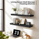 36"x6.8"x1.6" Slanted Floating Wall Shelves 2-Pack - Rustic Black Finish, Heavy-Duty Solid Wood Design with Hidden Brackets - Perfect for Living Room, Kitchen, Bathroom, or Office by CozyNest Decor