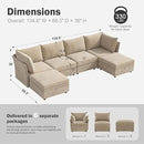 134.6" Oversized Modular Sectional Sofa, 6 Seater U Shaped Couch with Storage Ottoman with Reversible Chaise Deep Seat for Living Room, Apartment - Chenille Beige by CozyNest Decor