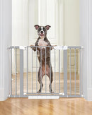 Cumbor 29.7-46" Baby Gate for Stairs, Gifts for Mom-Auto Close Dog Gate for The House, Easy Install Pressure Mounted Pet Gates for Doorways, Easy Walk Thru Wide Safety Gate for Dog, Gray by TinyTreasures Baby Boutique