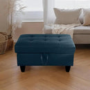 Ottoman Rectangular Storage Ottoman Bench, Faux Leather Footrest, Coffee Table, Stool Footstool with Hinged Lid for Living Room, Bedroom, Entryway, Dark Blue, 35"x23.5"x17.5" by CozyNest Decor