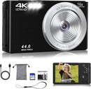 Digital Camera FHD 4K Kids Camera 44MP with 64GB SD Card 2 Batteries Autofocus 16X Digital Zoom Compact Portable Point and Shoot Digital Small Vintage Camera for Teens Boys Girls Students (Black) by TinyTreasures Baby Boutique