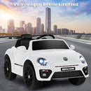 Costzon Ride on Car, 12V Licensed Volkswagen Beetle Battery Powered Vehicle w/Remote Control, Spring Suspension, Lights, USB, Horn, Music, 4 Wheeler for Boy Girl Gift, Electric Car for Kids, White by TinyTreasures Baby Boutique