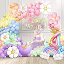 4th Birthday Decorations Girl Pastel, Slmeno 219Pcs Pastel Rainbow Balloon Arch Garland Kit, with Number 4 Balloons,Banner,Cake Toppers,12 3D Butterfly for 4 Year Old Girl Birthday Easter Party Decor by TinyTreasures Baby Boutique