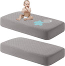 NTBAY 2 Pack Waterproof Mini Crib Mattress Protector, Quilted 24"x38" Fitted Mattress Cover - Machine Washable - Soft and Breathable Baby Mattress Pad Sheet for Mini Crib and Baby Playards, Smoke Grey by TinyTreasures Baby Boutique