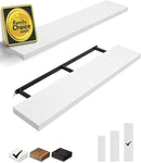 BAYKA Floating Shelves, 48 inches Long Heavy Duty Wall Mounted Rustic Wood Shelves for Bathroom, Bedroom, Living Room, Kitchen, Office, Hanging Shelf for Books/Storage/Decor(White,Set of 2) by CozyNest Decor