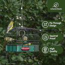 Kingsyard Squirrel Proof Platform Bird Feeders for Outdoor Hanging, Caged Bird Feeder for Small Wildbirds, Recycled Plastic Feeding Platform with Metal Seed Tray, Green by GreenHaven Gardens