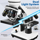 Microscope for Adults Kids,40X-2000X Monocular Microscope Kit for Home School Lab, 2 LED Lights & 5 Colors Kids Microscope with Phone Holder,10 Specimen Slides,20 Slides,100 Coverslips, Bag by TinyTreasures Baby Boutique