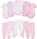 Baby Bodysuit and Pant Set 10-pcs Cotton Soft Newborn Boy Girl Clothes Outfits by TinyTreasures Baby Boutique