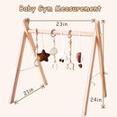 Wooden Baby Play Gym with Mat, Foldable Baby Play Gym Frame Activity Gym Hanging Bar with 6 Gym Baby Toys Rainbow Playmats for Newborn Baby (Natural) by TinyTreasures Baby Boutique