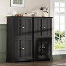 ChooChoo Bathroom Floor Cabinet, Modern Bathroom Storage Cabinet with 4 Doors and Adjustable Shelves, Freestanding Cupboard for Living Room, Black by CozyNest Decor