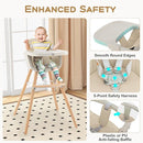 BABY JOY Convertible Baby High Chair, 3 in 1 Wooden Highchair/Booster/Chair with Removable Tray, Adjustable Legs, 5-Point Harness, PU Cushion and Footrest for Baby, Infants, Toddlers (Beige) by TinyTreasures Baby Boutique