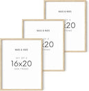 HAUS AND HUES Beige Wood Oak 16x20 Picture Frame, Set of 3 - Modern Wood Wall Art Display - Lightweight 16x20 Frame Set of 3 for Art Prints, Photos, Posters - Ready-to-Hang Vertically & Horizontally by CozyNest Decor