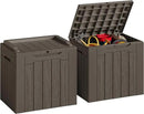 JUMMICO 31 Gallon Resin Deck Box Waterproof Indoor Outdoor Storage Boxes for Patio Furniture Cushions and Garden Tools (Brown, 31gallon-2 Packs) by CozyNest Decor