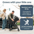 Inglesina Quid³ Stroller, Cosmic Black - Compact Reclining Travel Stroller for Baby & Toddler 0-55 lbs, One Hand fold, Car seat Compatible, Airplane Overhead, Lightweight, Foldable, XL UPF 50+ Canopy by TinyTreasures Baby Boutique