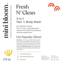Fresh N’ Clean 2-in-1 Hair + Body Wash Shampoo Sulfate-Free Baby & Kid Safe Aloe leaf, Chamomile extract, Lavender & Botanicals - Travel Size by TinyTreasures Baby Boutique