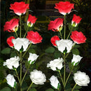 Solar Garden Lights, Solar Outdoor Lights with More Realistic 20 Rose Waterproof Solar Powered Flowers Lights for Outside Patio Yard Pathway Decorations, White and Red by GreenHaven Gardens