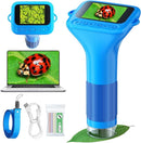Microscope for Kids with 12 Slides, 100X-1000X 1080P Digital Handheld Kids Microscope, Mini Portable Pocket Miniscope Science Toys Gifts for 3+ 4 5 6 7 8 9 10 11 12 Year Old Boys Girls, Blue by TinyTreasures Baby Boutique