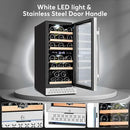 Tylza Mini Fridge 15 Inch Wine Cooler Under Counter, 33 Bottle Dual Zone Wine Fridge with Stainless Steel, Wine Refrigerator Freestanding, Built-in Wine Cellars by CozyNest Decor