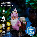 Solar Garden Gnome Statue with Crackle Glass Globe Lights, Waterproof Outdoor Decor for Patio, Lawn, or Yard, Whimsical Housewarming Gift(Pink Gnomes) by CozyNest Decor