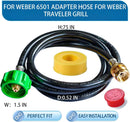 6 Feet for Weber Adapter Hose for Weber Travelev Grill, for Weber Traveler Grill Accessories for Weber Q 1000 for Weber Q Series, and for Weber Traveler Gas Go-Anywhere Grills Propane Adapter. by GreenHaven Gardens