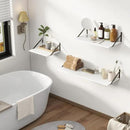 Deep Floating Shelves, 12 Inch Deep Floating Shelves for Wall, 24"W x 12"D Wall Shelves for Books, Rustic White Wooden Shelves, Large Wide Display Shelf for Bathroom, Living Room, Bedroom, Set of 2 by CozyNest Decor