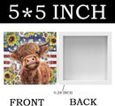 Cute Highland Cow Patriotic Baby Decor, Highland Cow Sunflower Decor, Wooden Box Decor Sign for Home Farmhouse Office Living Room Table Shelf by CozyNest Decor