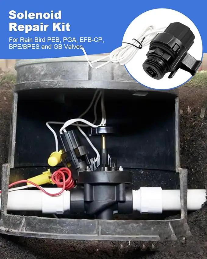 2Pack Solenoid Repair Kit Fit for HydroRain Rain Bird Sprinkler System PEB PGA EFB-CP BPE BPES and GB Valves Replacement Solenoid 236239 Efficient Water Control, photo 2 of 7
