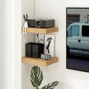 Deep Floating Shelves for Wall | 16 Inch Wide x 12 Inch Deep Floating Shelves Set of 2 | Rustic Oak Wide Wall Shelves | Bookshelf Laundry Shelf TV Shelf Nightstand by CozyNest Decor